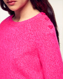 Pull Col Rond Boutons Cœur