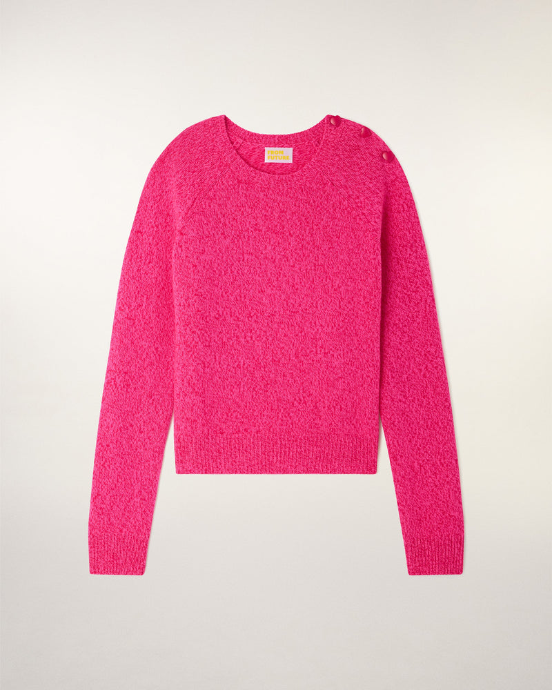 Pull Col Rond Boutons Cœur