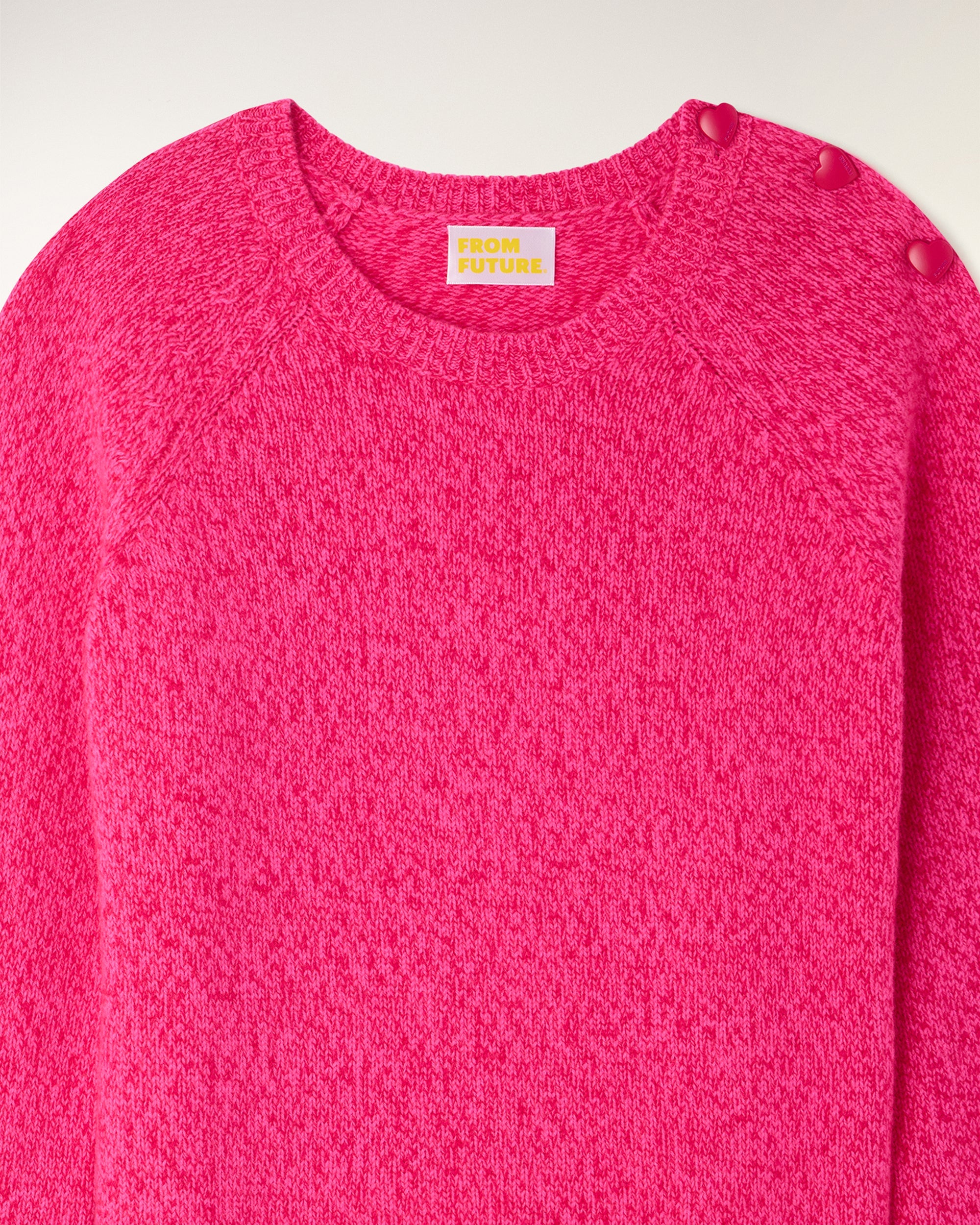 Pull Col Rond Boutons Cœur
