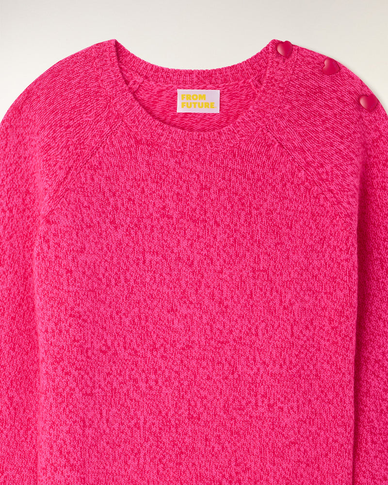 Pull Col Rond Boutons Cœur