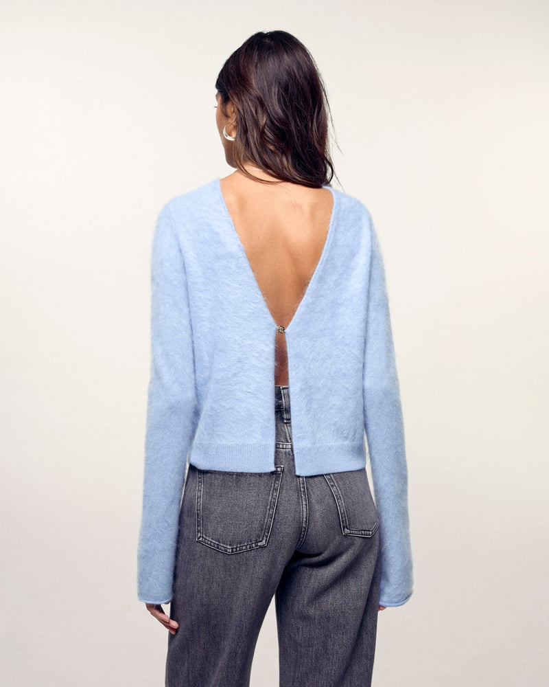 Cardigan Court Cachemire Brossé Fermeture Bijou