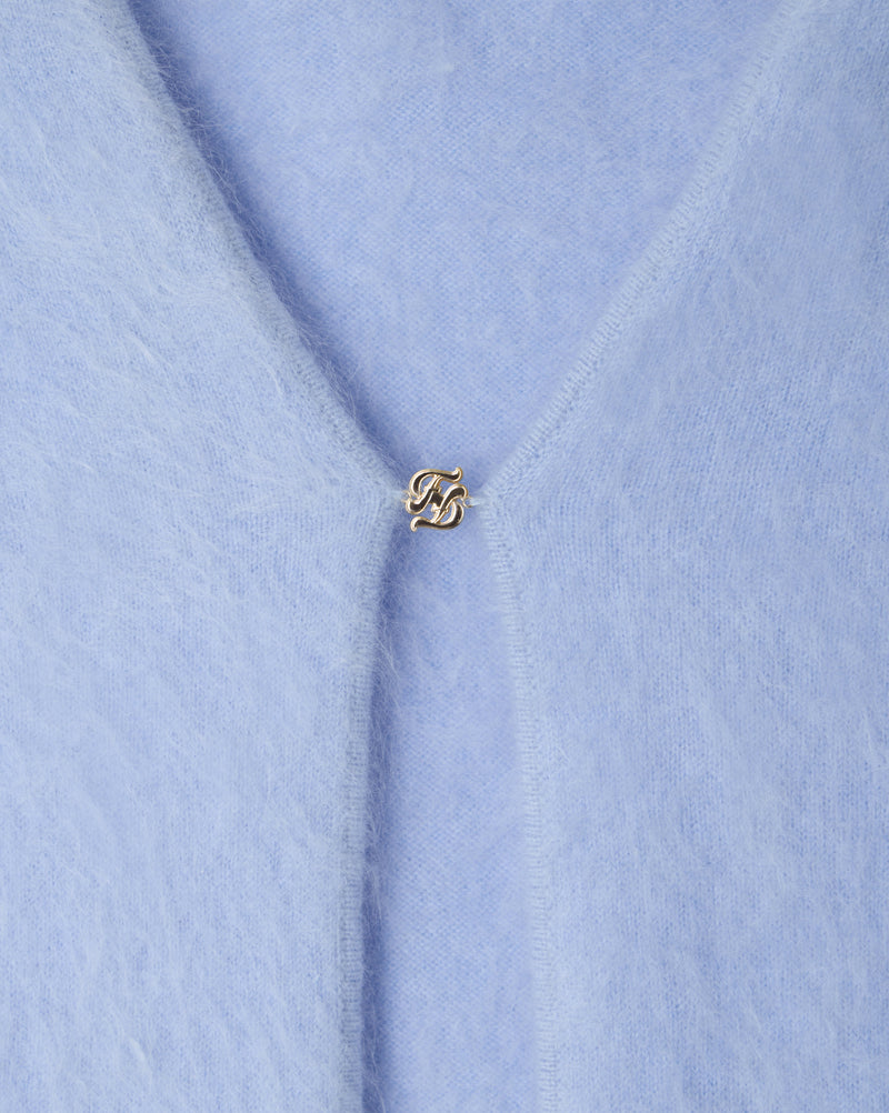 Cardigan Court Cachemire Brossé Fermeture Bijou