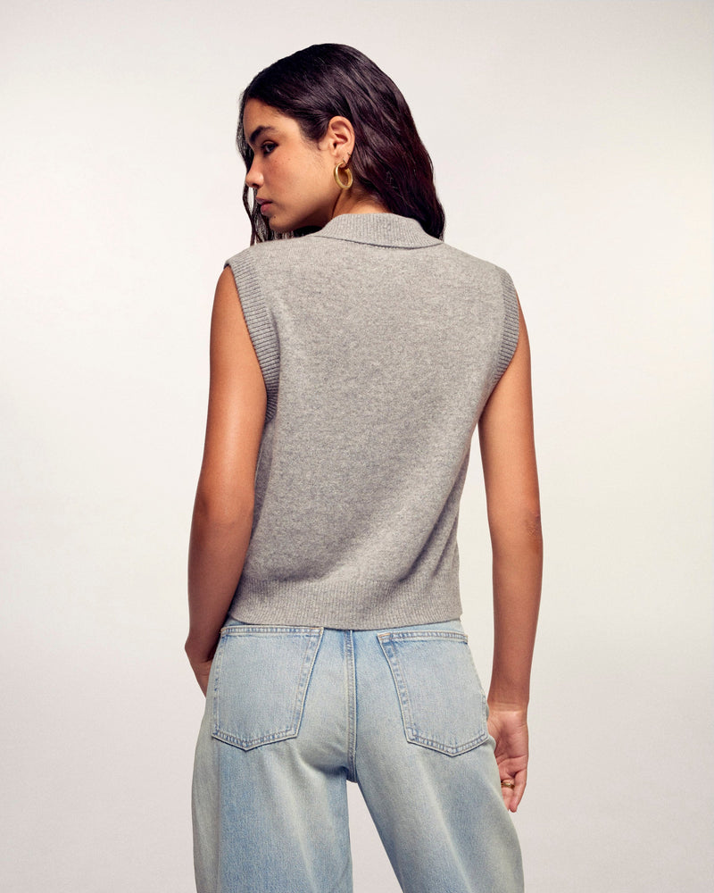 Pull Sans Manches Col Polo