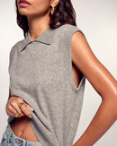 Pull Sans Manches Col Polo