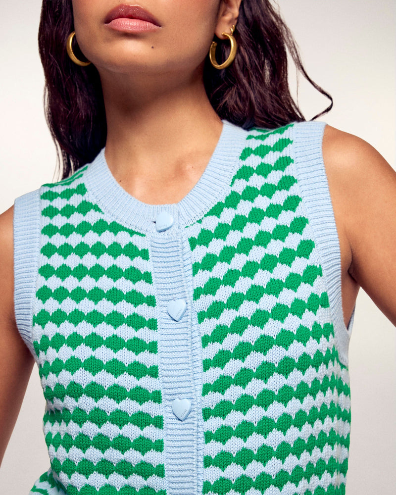 Pull Sans Manches Cardigan Bicolore