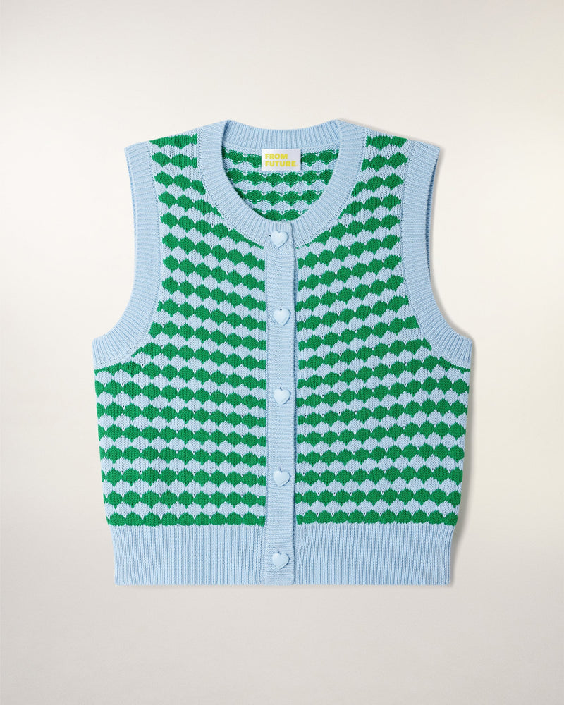 Pull Sans Manches Cardigan Bicolore