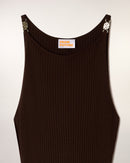 Robe Longue Côtelée Bijoux Aux Épaules