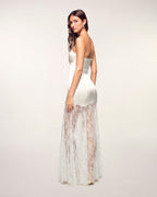 Long Strapless Lace Dress
