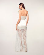 Long Strapless Lace Dress