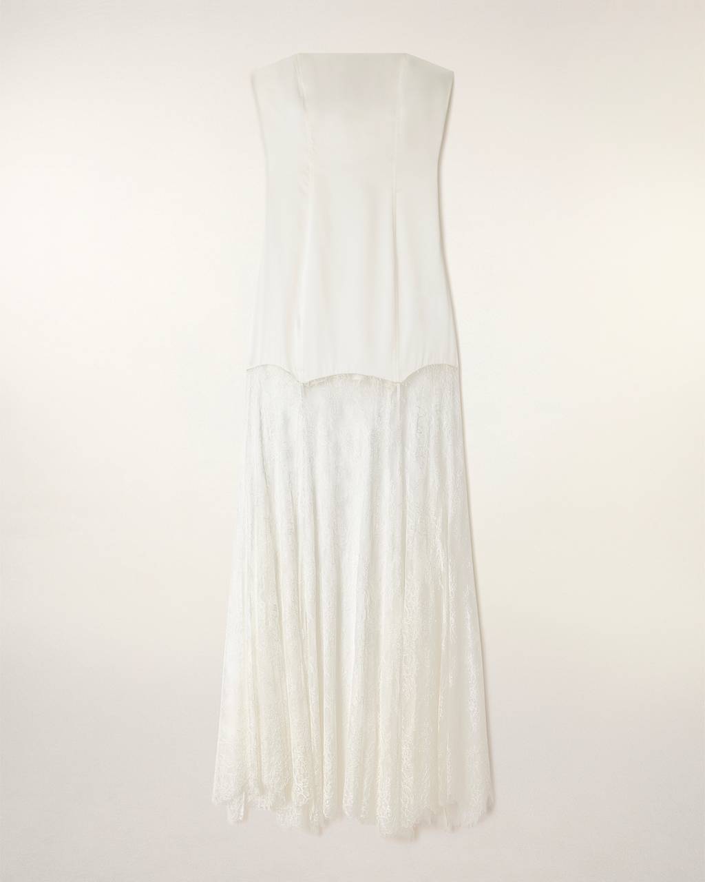 Long Strapless Lace Dress