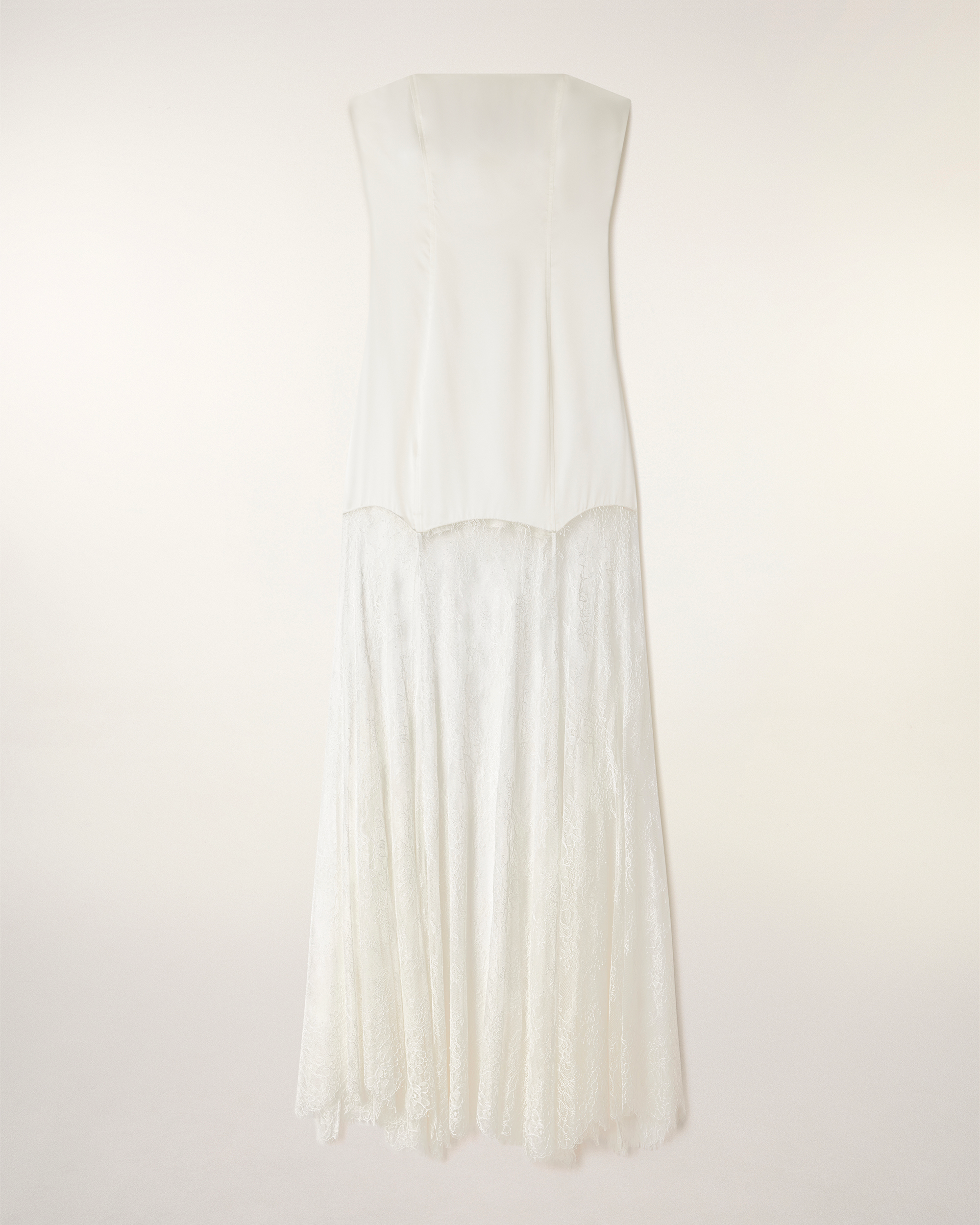 Long Strapless Lace Dress