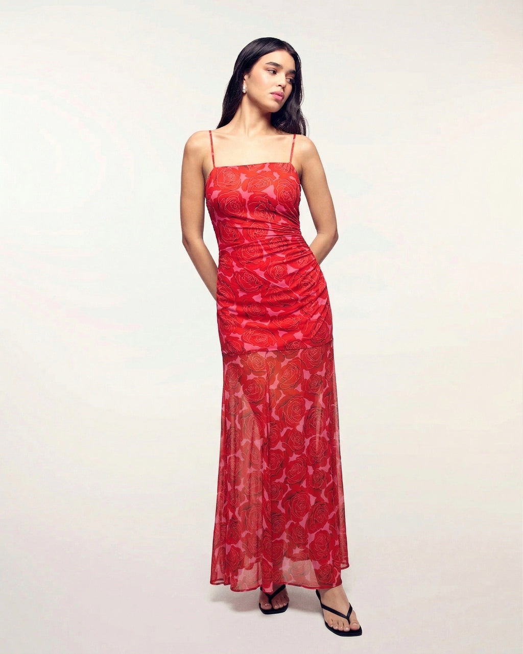 Robe Longue à Bretelles Bimatière - Solar Roses