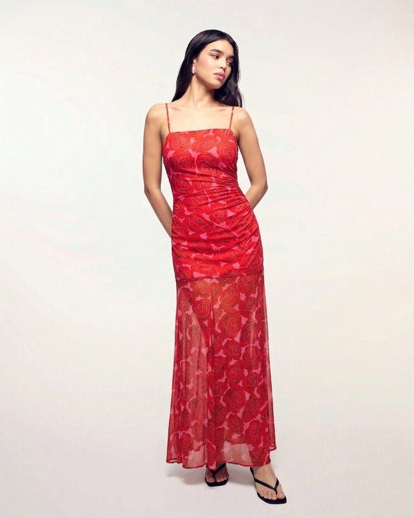 Robe Longue à Bretelles Bimatière - Solar Roses