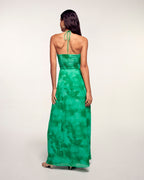 Robe Longue à Découpes Froncées - Green Bloom Lily