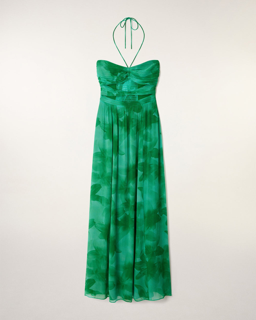 Robe Longue à Découpes Froncées - Green Bloom Lily
