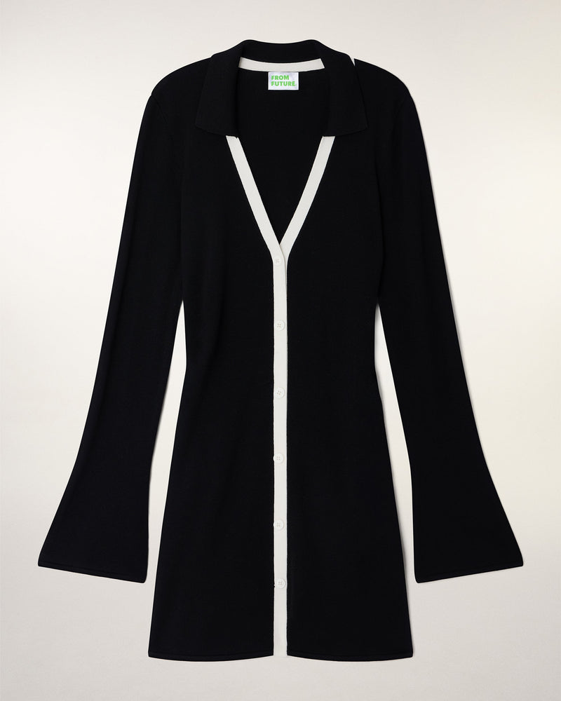 Robe Courte Manches Longues Patte Contrastée