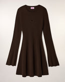 Robe Courte Manches Longues Coeur Ajouré - Chocolat