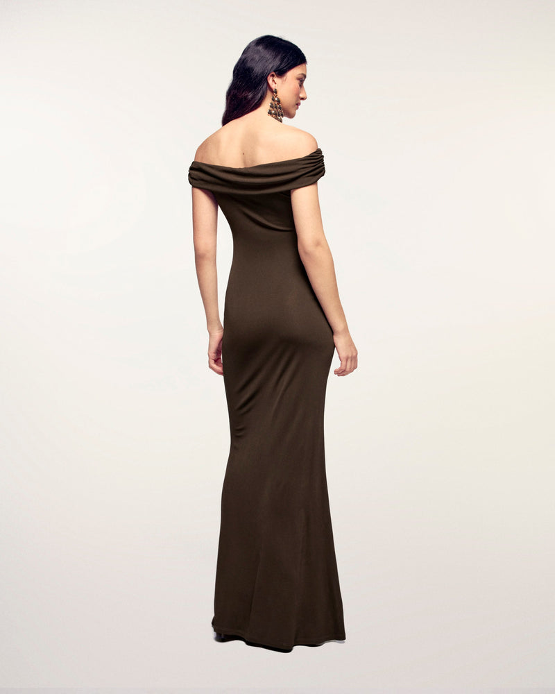 Robe Longue Bardot Drapé