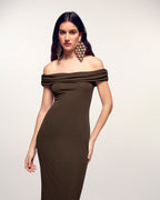Robe Longue Bardot Drapé