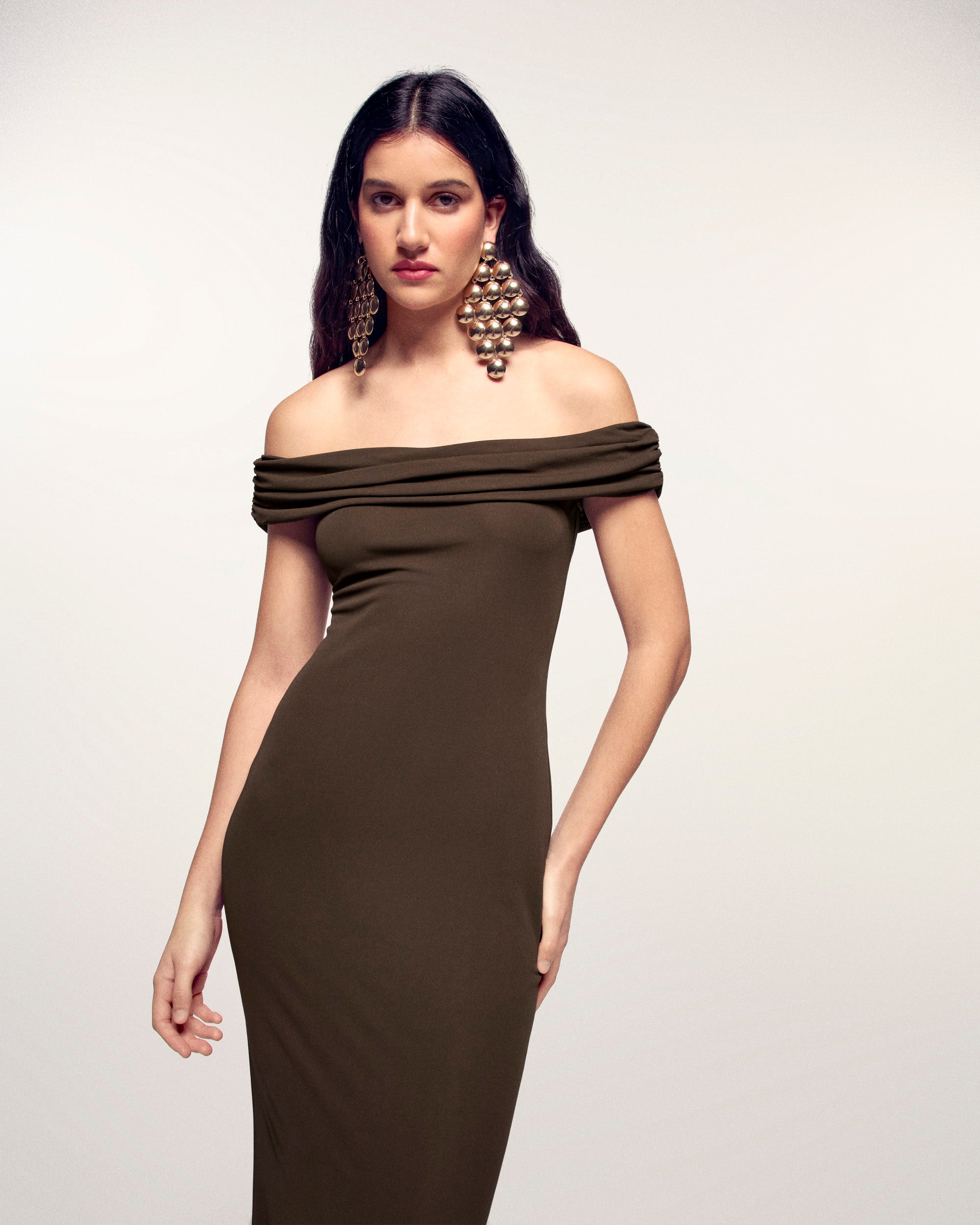 Robe Longue Bardot Drapé