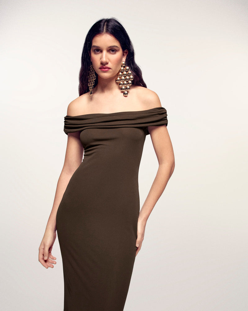 Robe Longue Bardot Drapé