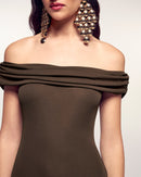 Robe Longue Bardot Drapé