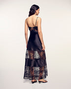 Robe Longue Bretelles À Découpes Dentelle