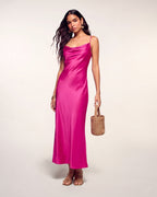 Long Dress with Straps Cowl Neck