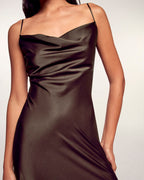 Long Dress with Straps Cowl Neck