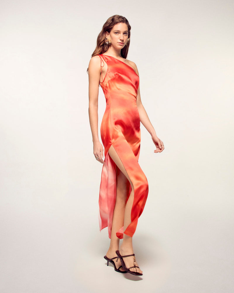 Robe Longue Asymétrique - Sunset Samba