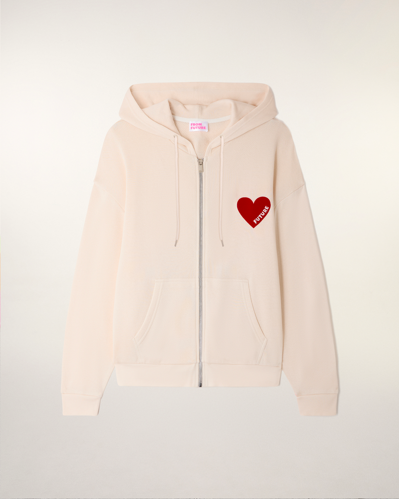 Sweatshirt Hoodie Coeur - Sable
