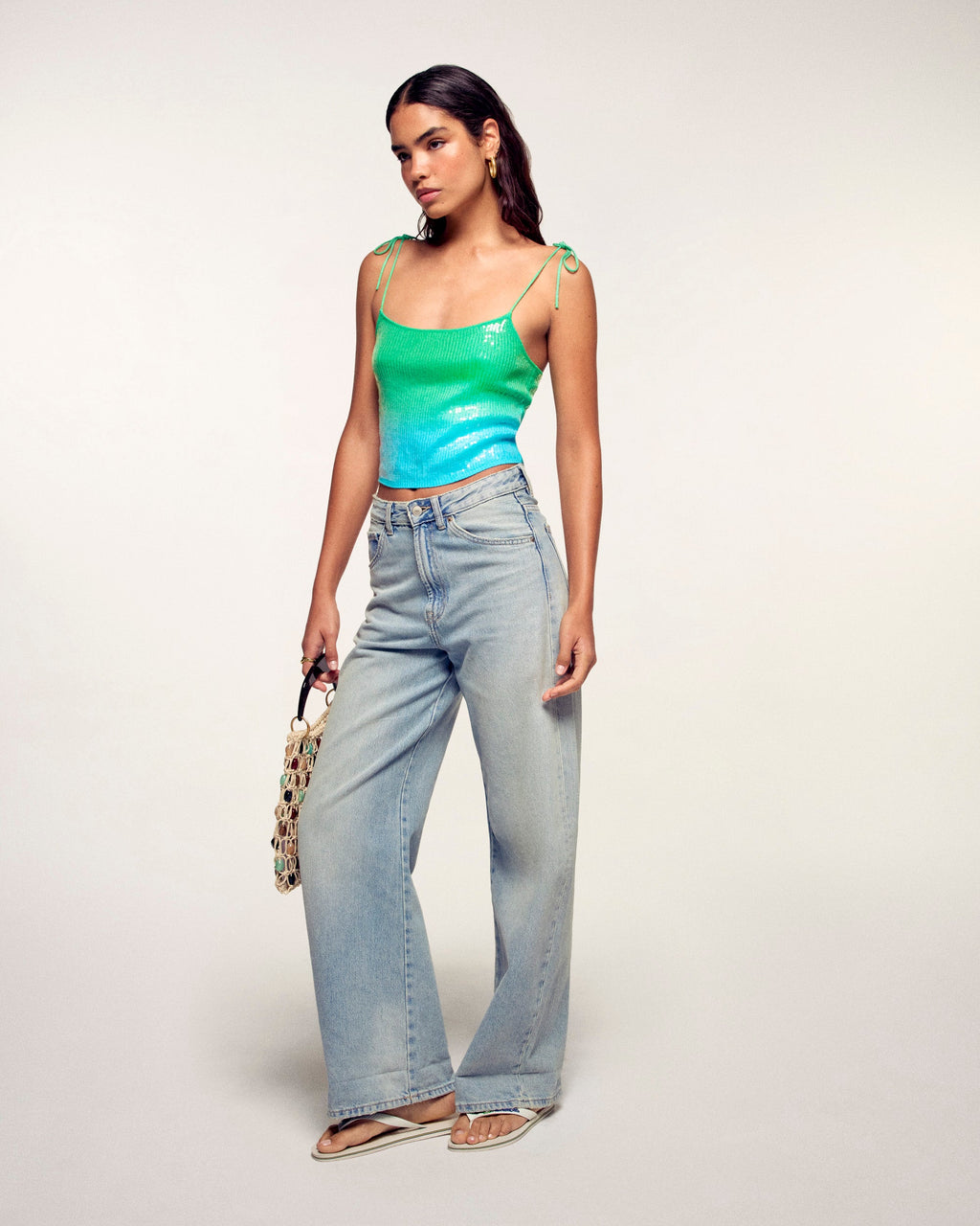 Top Bretelle Dip Dye À Sequins