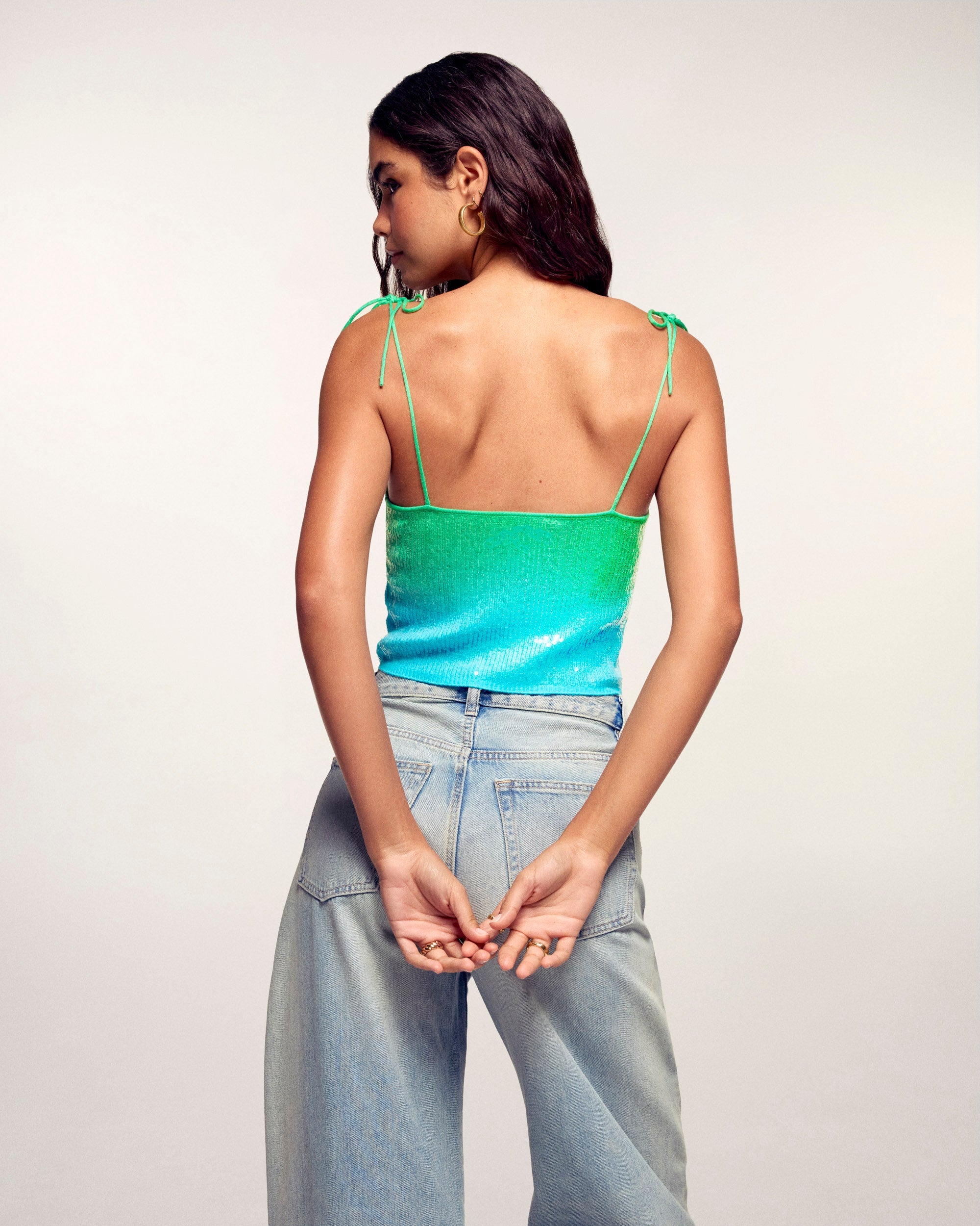 Top Bretelle Dip Dye À Sequins