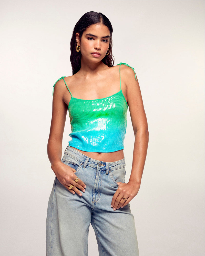 Top Bretelle Dip Dye À Sequins