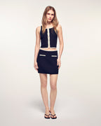 Sleeveless Top with Rhinestone Buttons