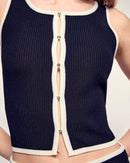 Top Sans Manches Boutons Strass