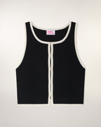 Sleeveless Top with Rhinestone Buttons