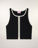 Top Sans Manches Boutons Strass