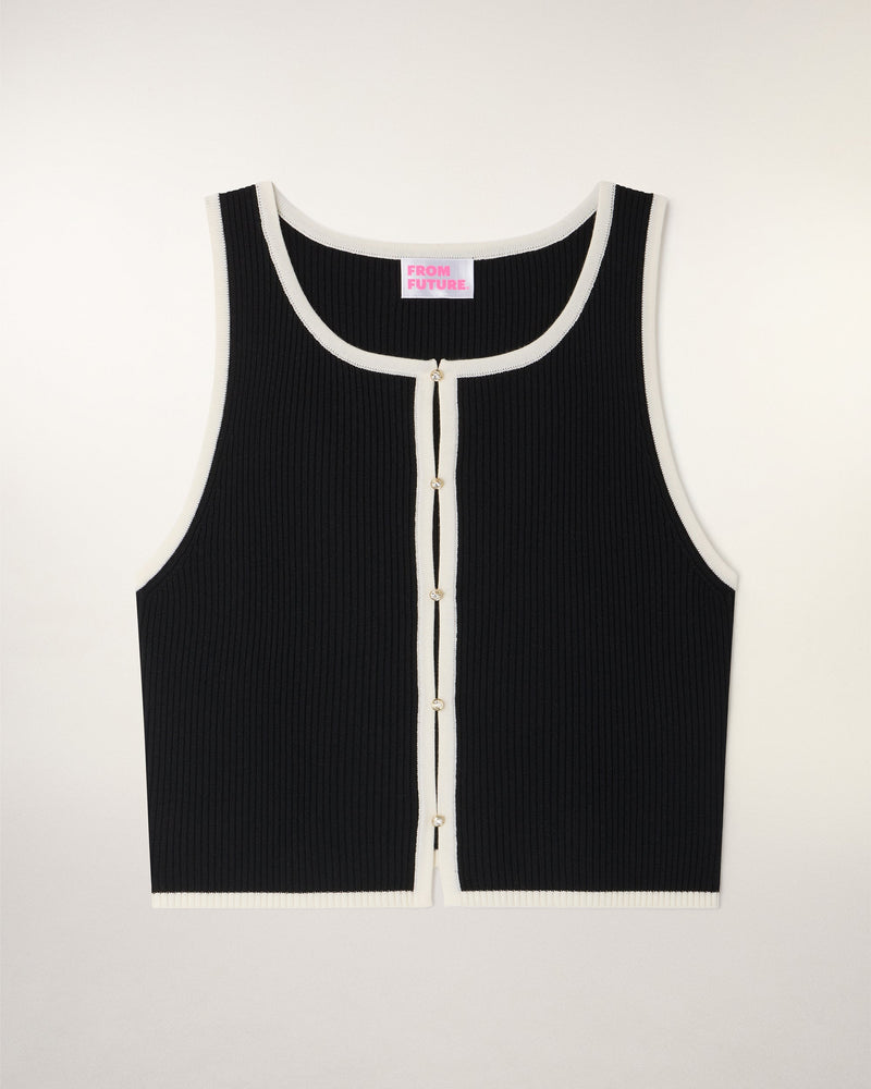 Top Sans Manches Boutons Strass