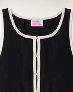 Sleeveless Top with Rhinestone Buttons