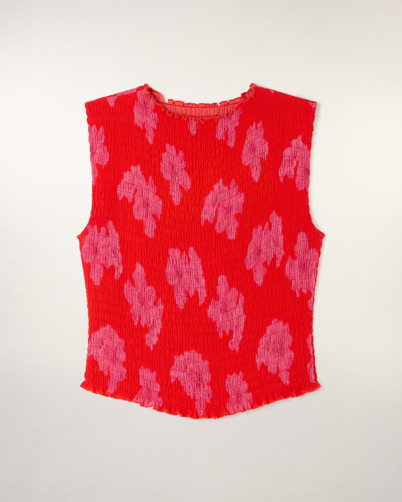 Top Sans Manches Smocké "All Over"