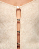 Top Cachemire Brossé Boutons Bijoux