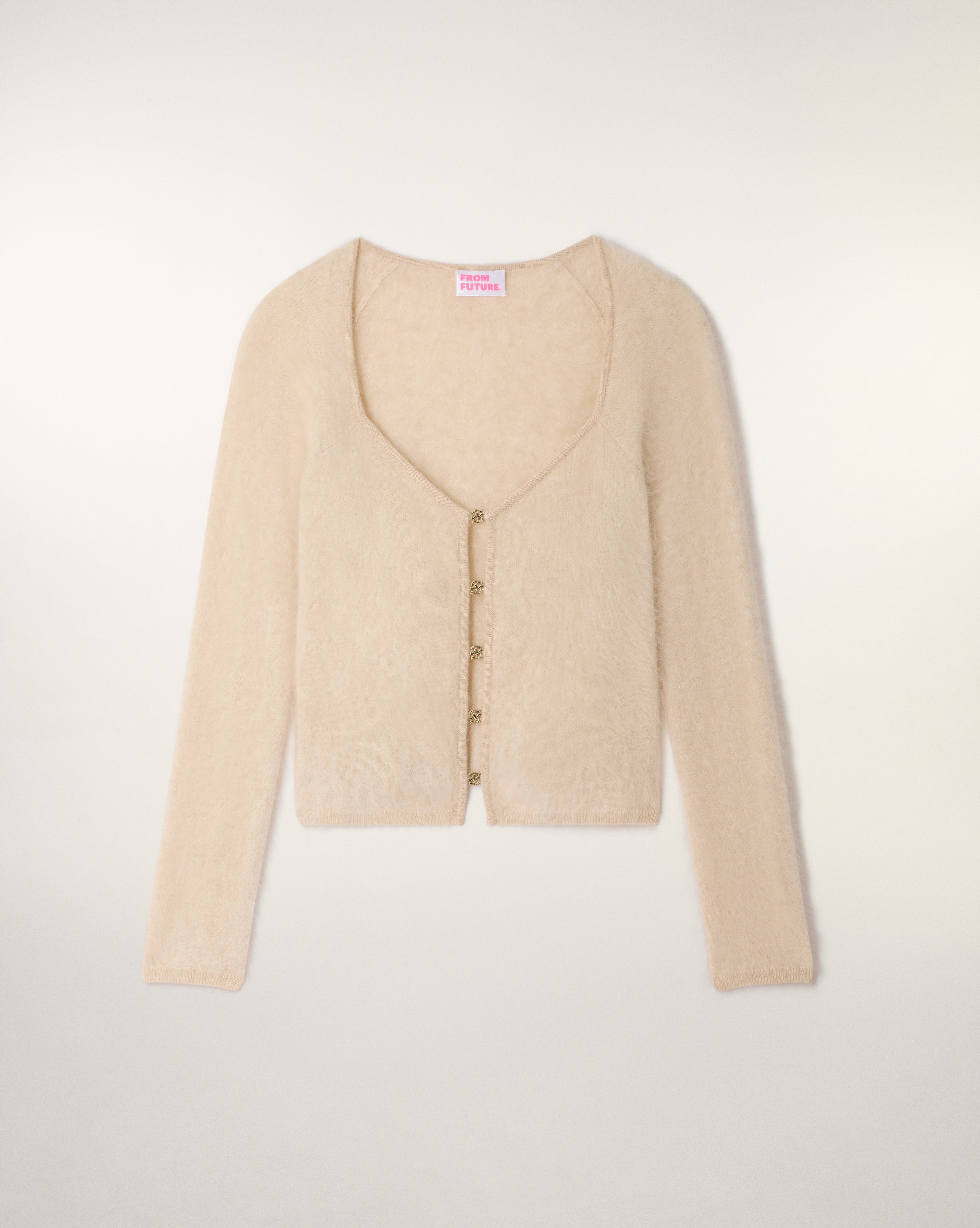 Brushed Cashmere Top Jewelry Buttons