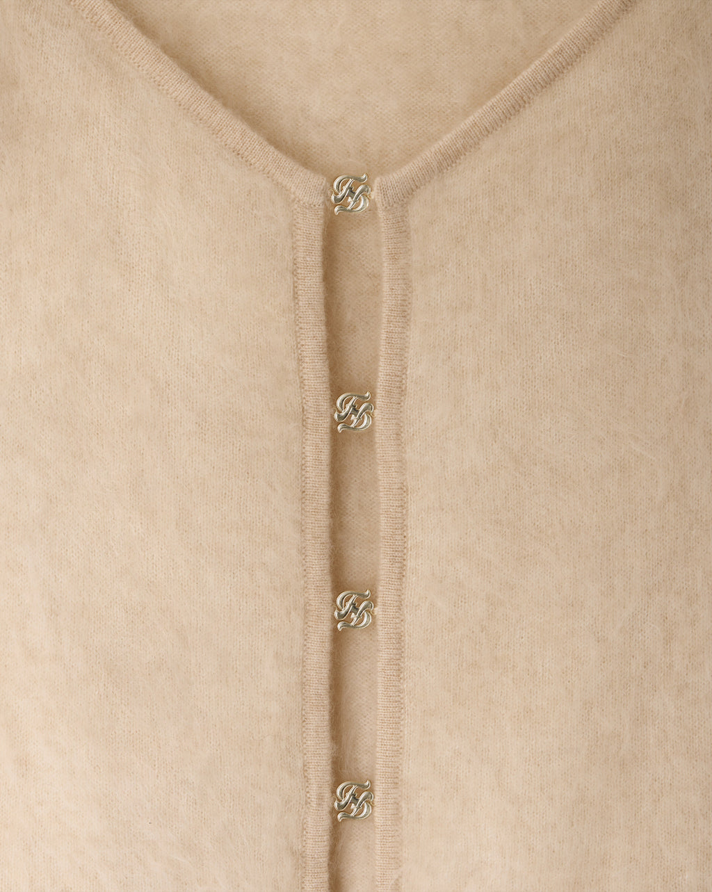 Brushed Cashmere Top Jewelry Buttons