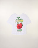 T-Shirt Crop Smocké Imprimé "Market"