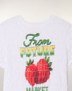 “Market” Printed Smocked Crop T-Shirt
