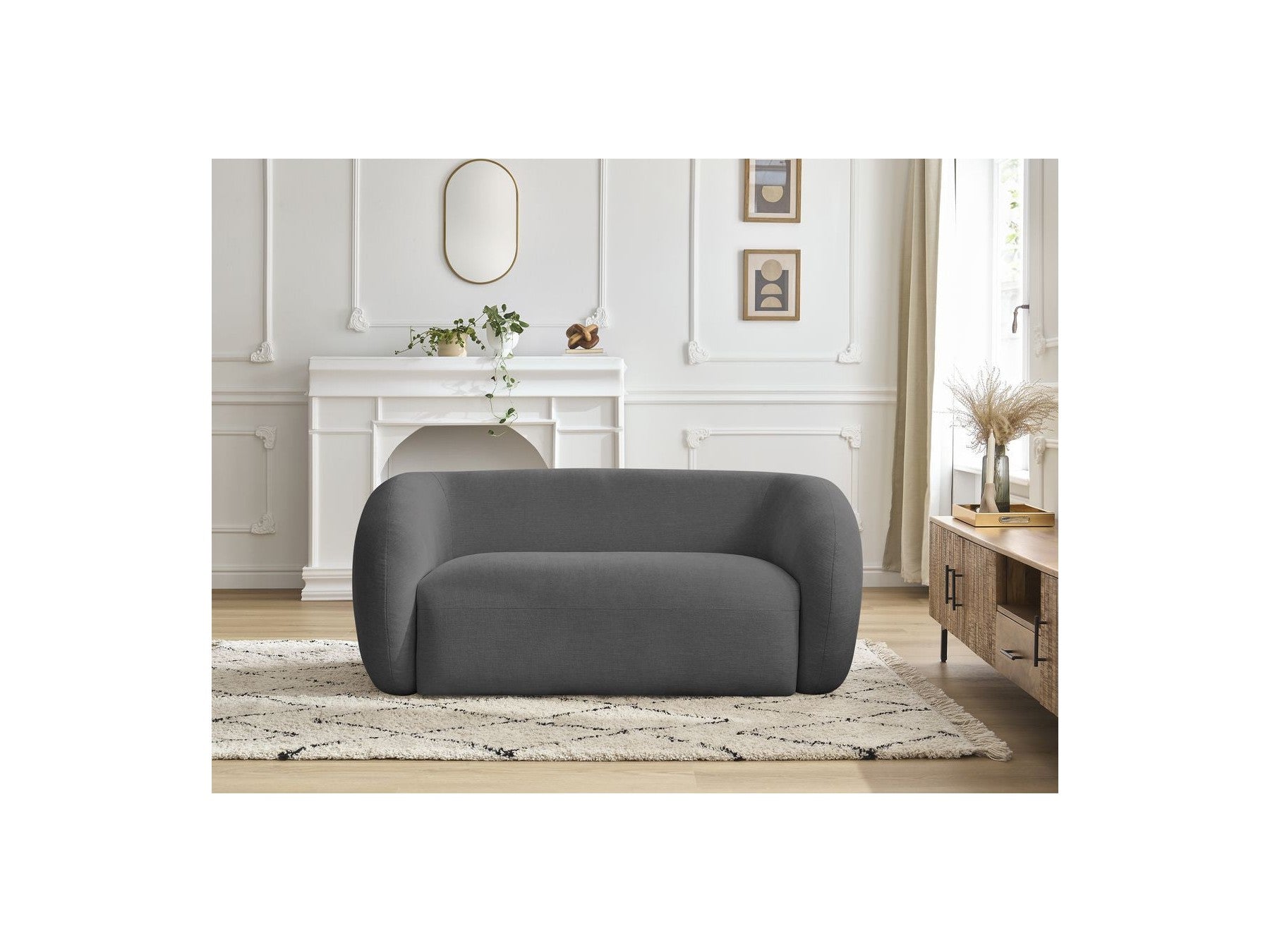 Celine - Canapé Droit Fixe 2 Places - Tissu Lisse