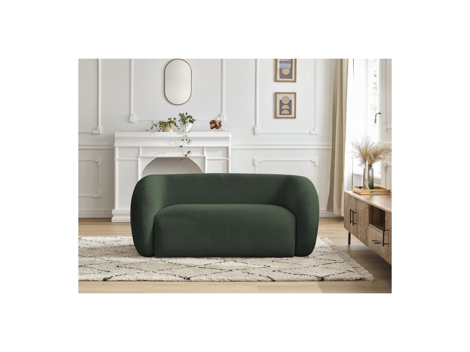 Celine - Canapé Droit Fixe 2 Places - Tissu Lisse