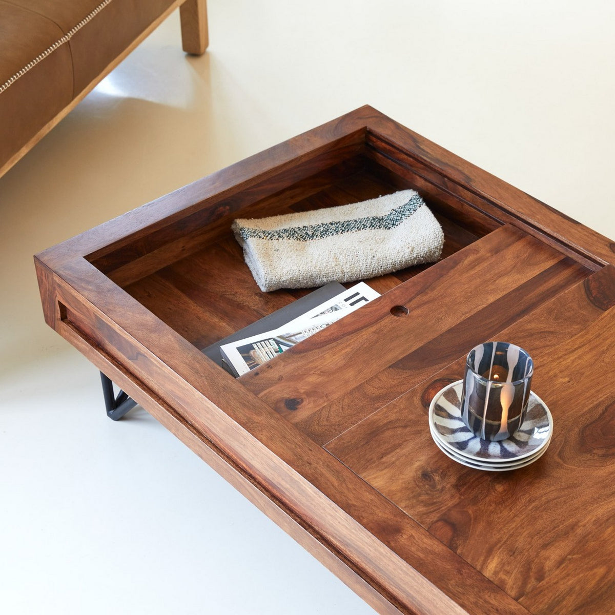 Bonnie - Table Basse Rangement - Palissandre - Marron Foncé