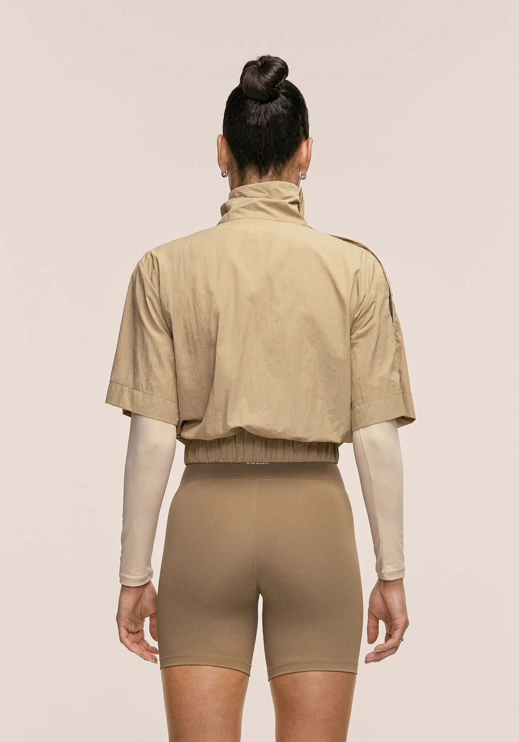 Active Short Sleeve Track Jacket - Dark Sand